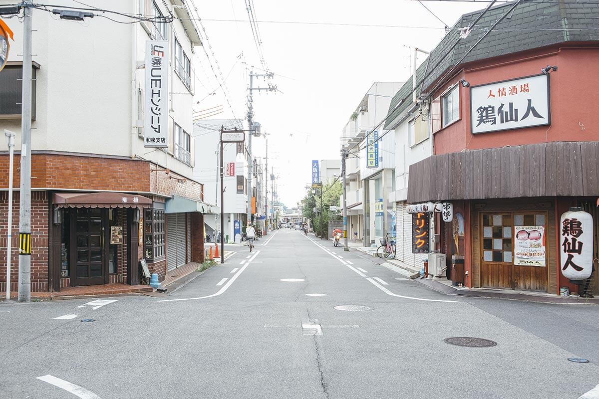 Makoさんのリスティングに近い、北信太駅周辺は居酒屋や喫茶店が立ち並ぶ