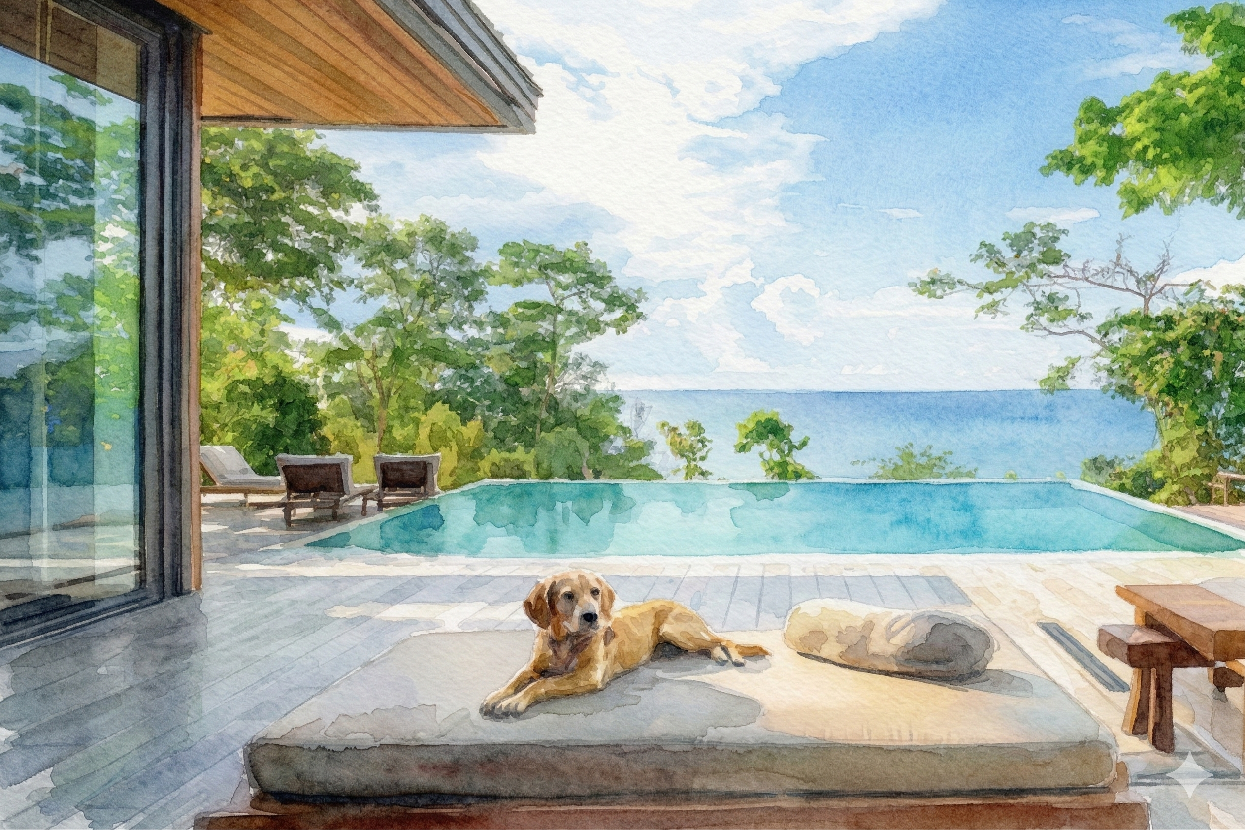 愛犬と一緒に海を眺める最高の贅沢を