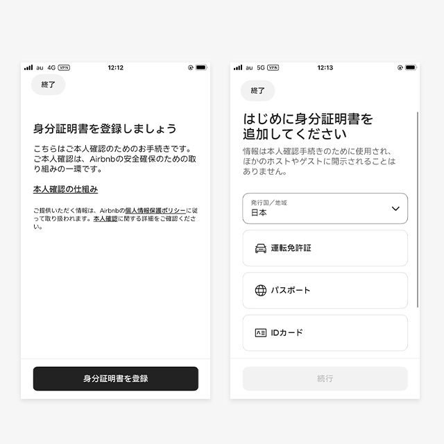 本人確認手続きを実施