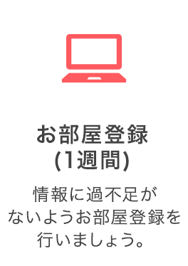 お部屋登録（1週間）：情報に過不足がないようお部屋登録を行いましょう。