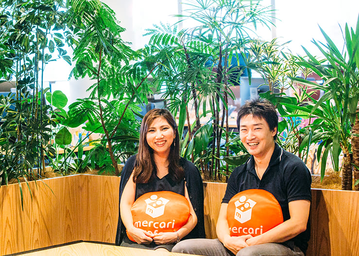 株式会社メルカリ コーポレートプランニンググループ 細谷杏さん(左)/株式会社メルカリ コーポレートプランニンググループ 田中裕志さん(右)